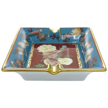 HERMES Ashtray Shelf Flower Monarch Porcelain Blue- Blue Accessory 0617 HERMES