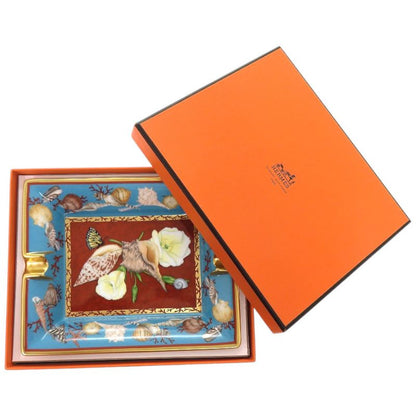 HERMES Ashtray Shelf Flower Monarch Porcelain Blue- Blue Accessory 0617 HERMES