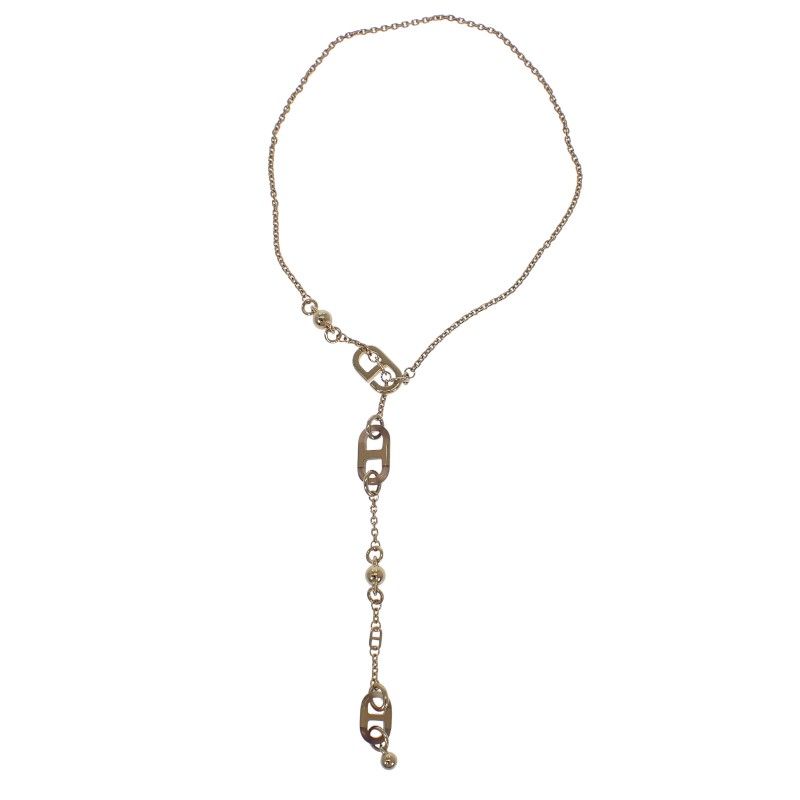 HERMES Surmer PM Necklace Metal Buffalo Horn Gold Hardware Women's