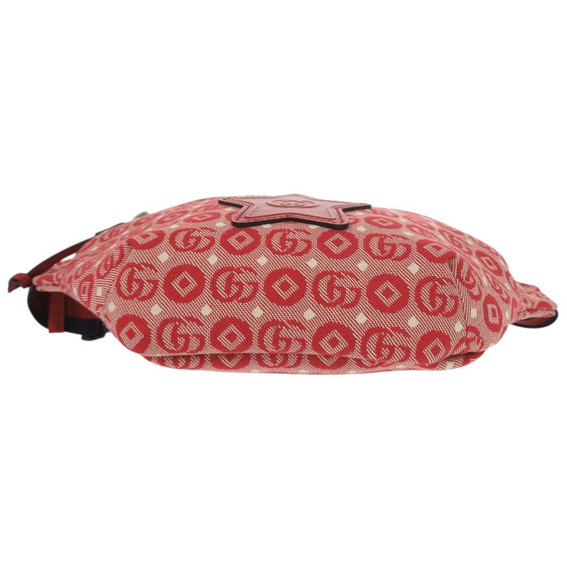 GUCCI Children's Star Star-502095 Canvas Leather Red Waist Bag Body Bag Red