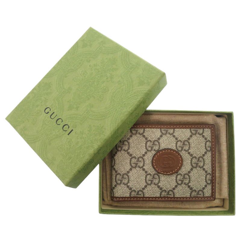 GUCCI Interlocking G 673001 GG Supreme Beige Bifold Wallet Billfold 0049 GUCCI