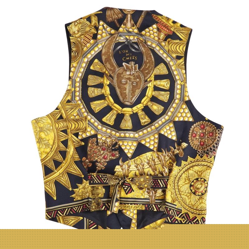 Vintage Hermes Vest Gilet All Over Pattern 100% Silk