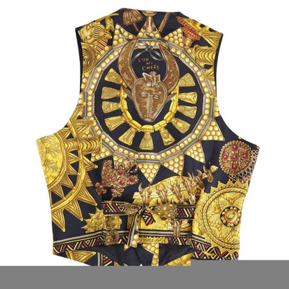 Vintage Hermes Vest Gilet All Over Pattern 100% Silk