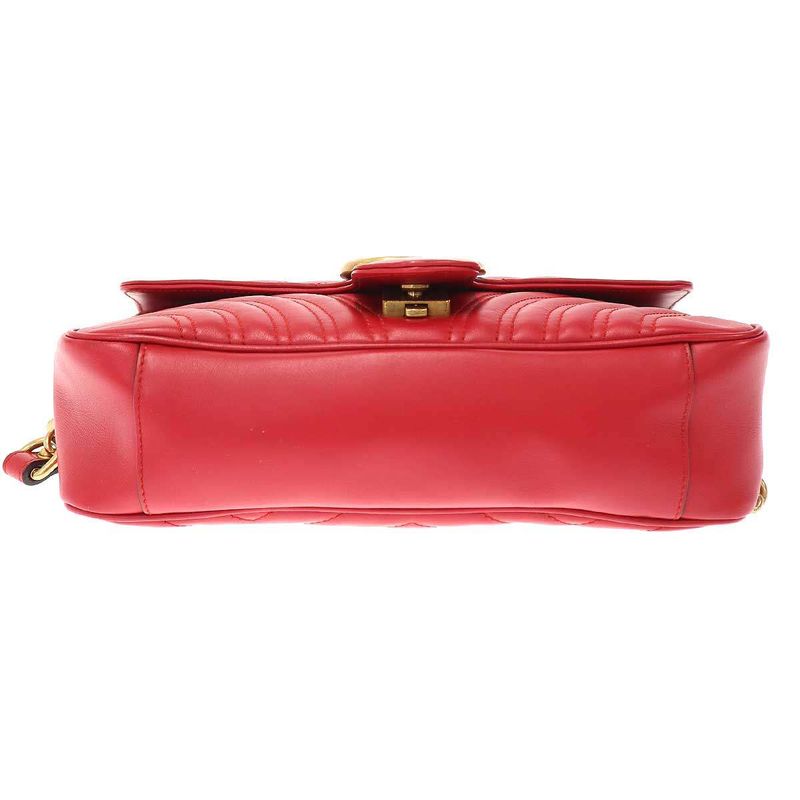 GUCCI Ggmarmont Leather Shoulder Bag 443497 Red