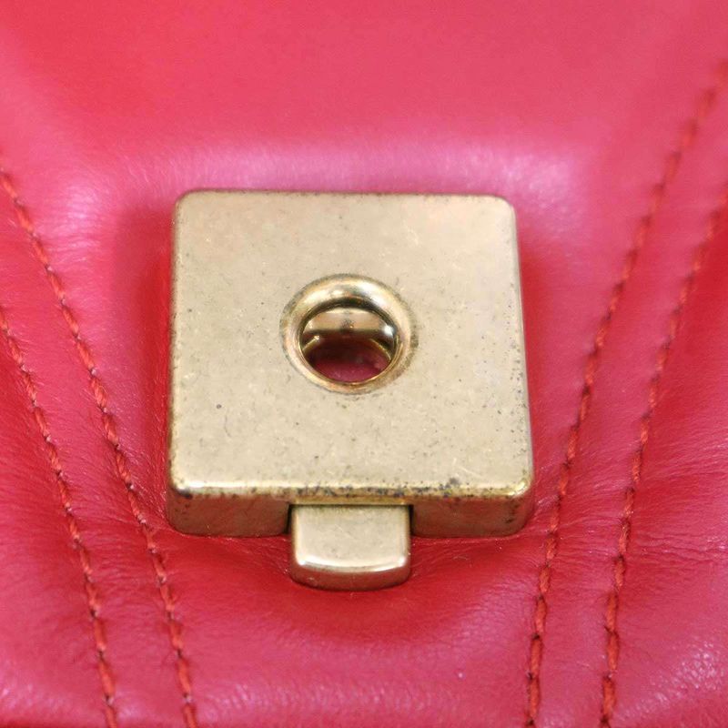 GUCCI Ggmarmont Leather Shoulder Bag 443497 Red