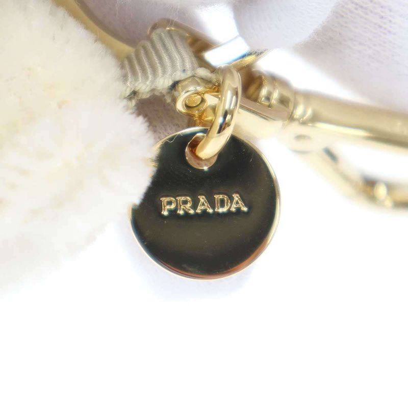 PRADA Teddy Bear Key Chain Bag Charm Ivory X Black