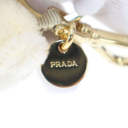 PRADA Teddy Bear Key Chain Bag Charm Ivory X Black