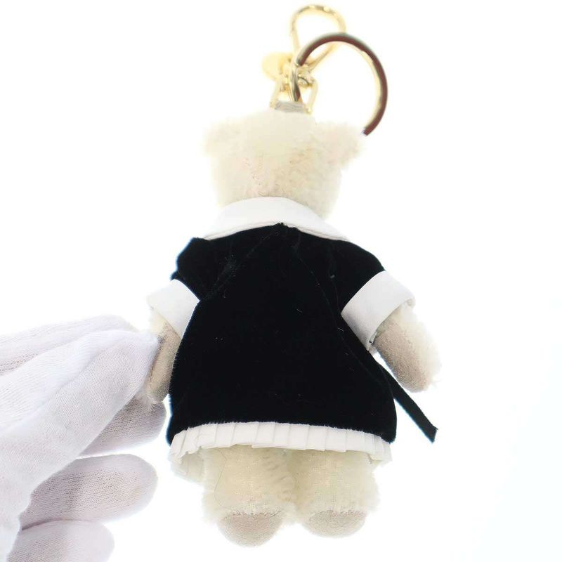 PRADA Teddy Bear Key Chain Bag Charm Ivory X Black