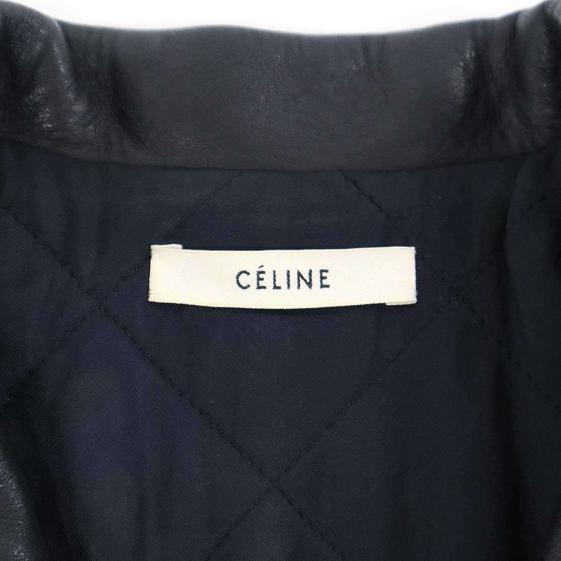 CELINE By Phoebe Philo Belted Double Leather Rider's Jacket 2 5N47 7202 Black 34