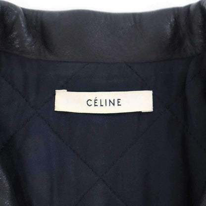CELINE By Phoebe Philo Belted Double Leather Rider's Jacket 2 5N47 7202 Black 34
