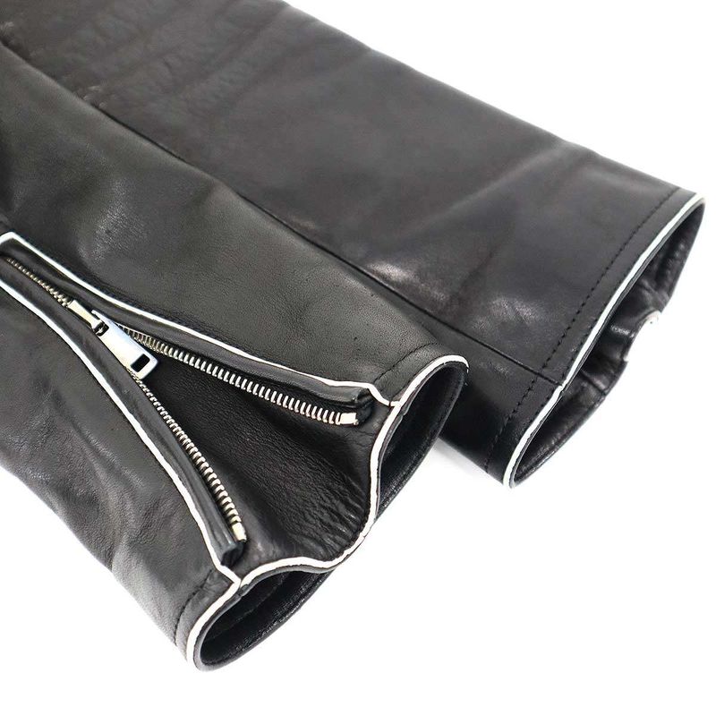 CELINE By Phoebe Philo Belted Double Leather Rider's Jacket 2 5N47 7202 Black 34