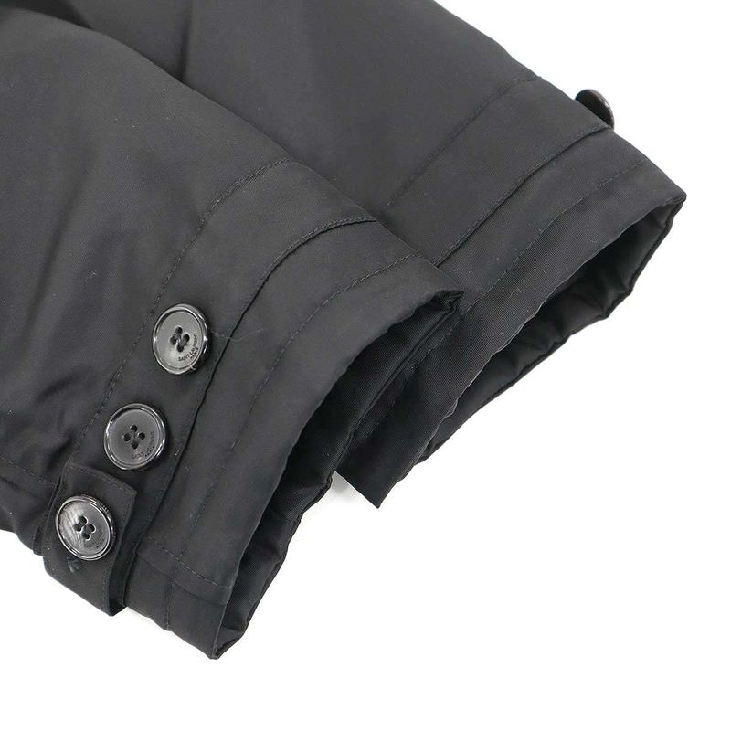 Saint Laurent Paris Nylon Shearling Mods Coat 537434 Y722t Black F34