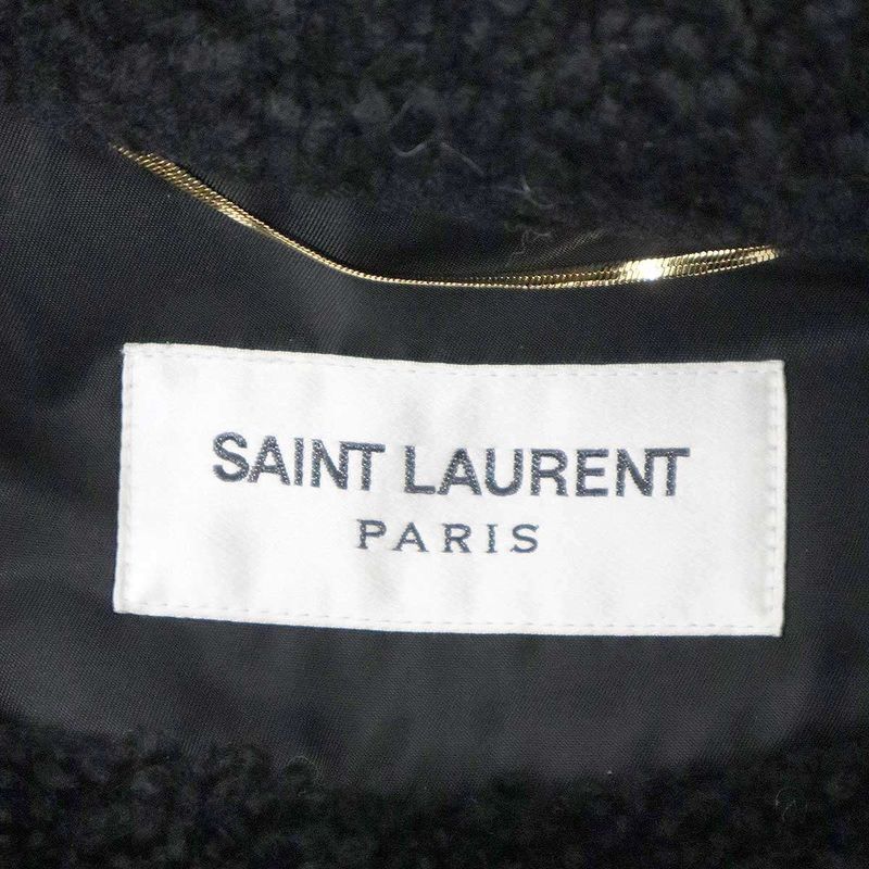 Saint Laurent Paris Nylon Shearling Mods Coat 537434 Y722t Black F34