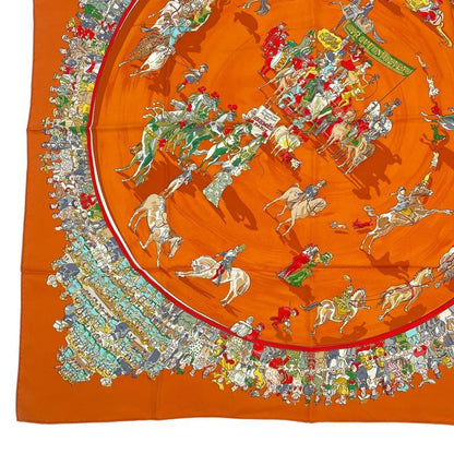 HERMES Scarf 100% Silk Carre 90 Cirque Molier Orange Box Included