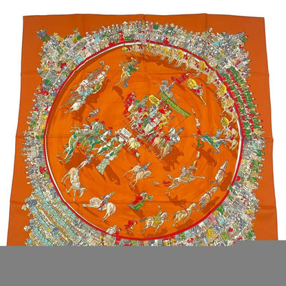 HERMES Scarf 100% Silk Carre 90 Cirque Molier Orange Box Included