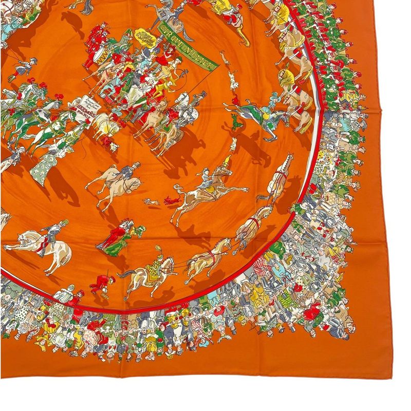 HERMES Scarf 100% Silk Carre 90 Cirque Molier Orange Box Included