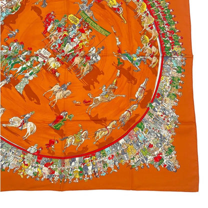 HERMES Scarf 100% Silk Carre 90 Cirque Molier Orange Box Included