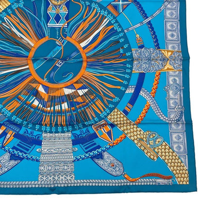 HERMES Scarf Silk Carre 90 Ceintures Et Liens Belt And Strap Blue - Box Included