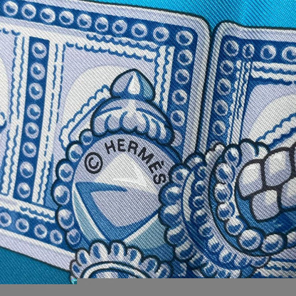 HERMES Scarf Silk Carre 90 Ceintures Et Liens Belt And Strap Blue - Box Included