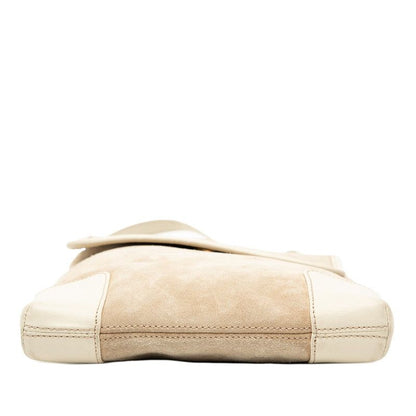 LOEWE Anagram Crossbody Shoulder Bag Sacoche Beige Off-white Suede Leather