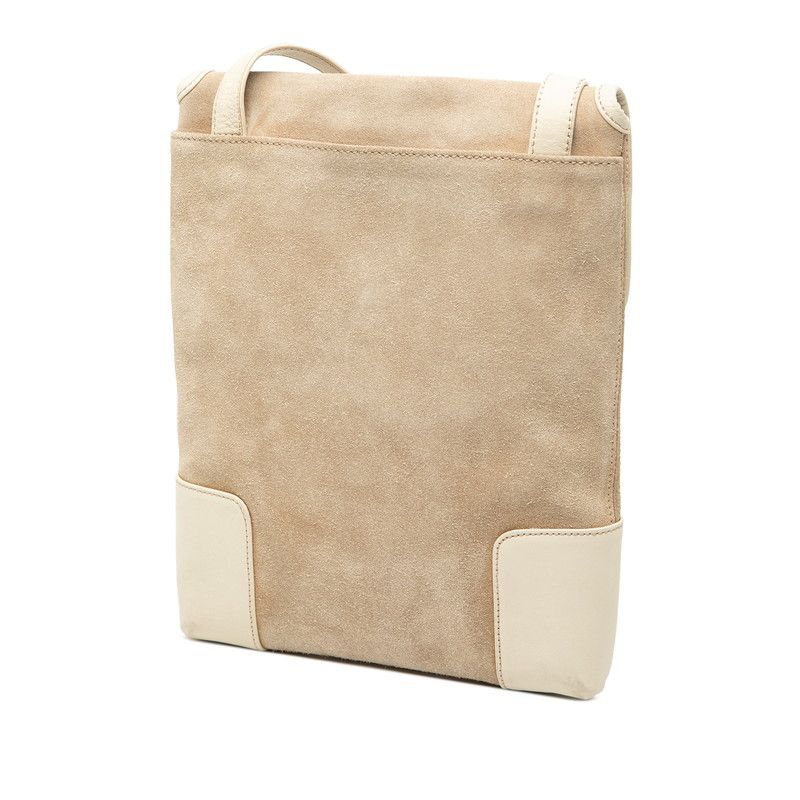 LOEWE Anagram Crossbody Shoulder Bag Sacoche Beige Off-white Suede Leather
