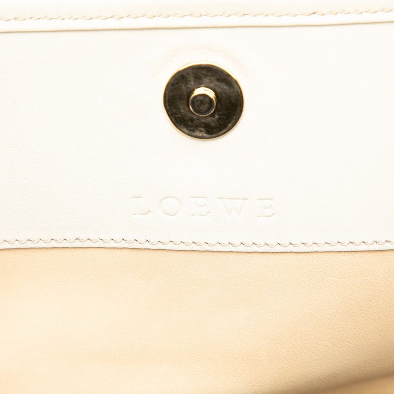 LOEWE Anagram Crossbody Shoulder Bag Sacoche Beige Off-white Suede Leather