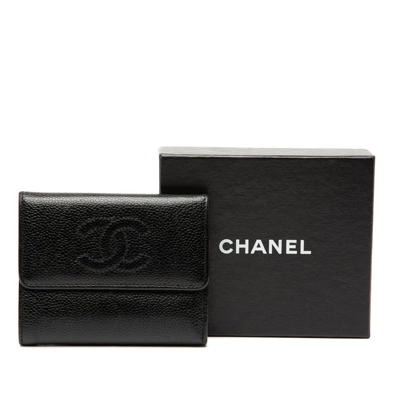 CHANEL Coco Mark Black Caviar Skin Women's CHANEL