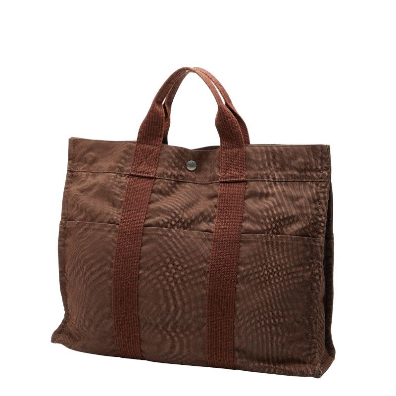 HERMES Her Line Tote MM Brown Canvas Women's HERMES