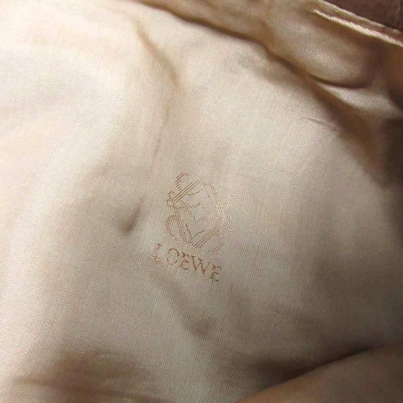 LOEWE Lamb Leather Knee Length Skirt Anagram Button Sheep Leather Brown • MNK4