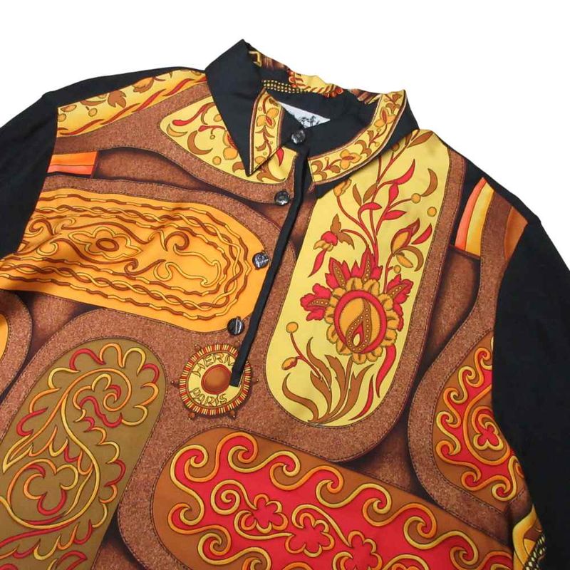 HERMES Vintage Twill LANE Knit Polo Silk X Cotton Cashmere Sweater - Carre