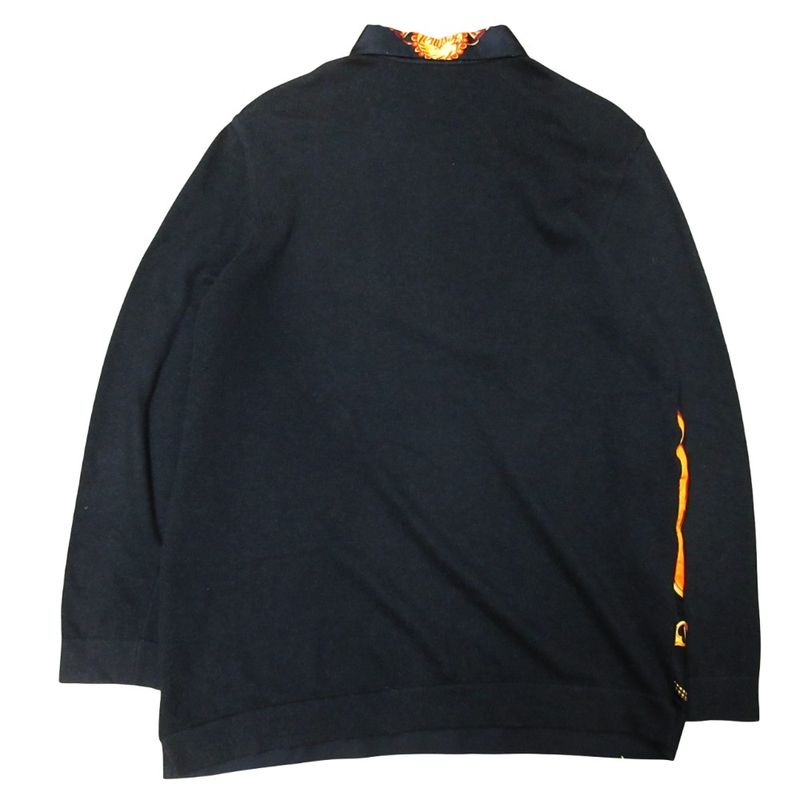 HERMES Vintage Twill LANE Knit Polo Silk X Cotton Cashmere Sweater - Carre