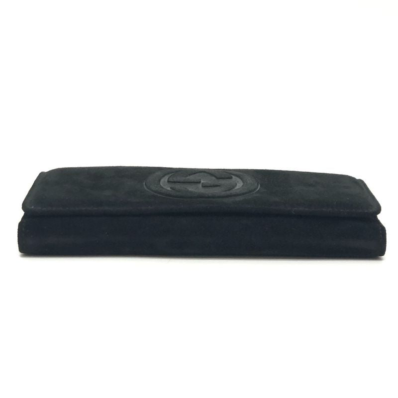 GUCCI Long Wallet Interlocking G Suede Enamel Black
