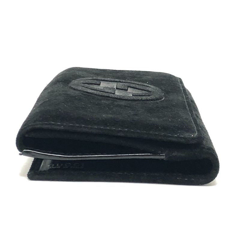 GUCCI Long Wallet Interlocking G Suede Enamel Black
