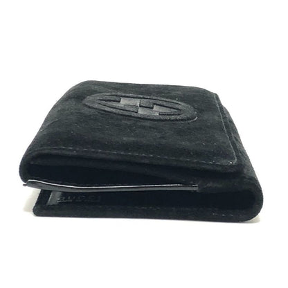 GUCCI Long Wallet Interlocking G Suede Enamel Black