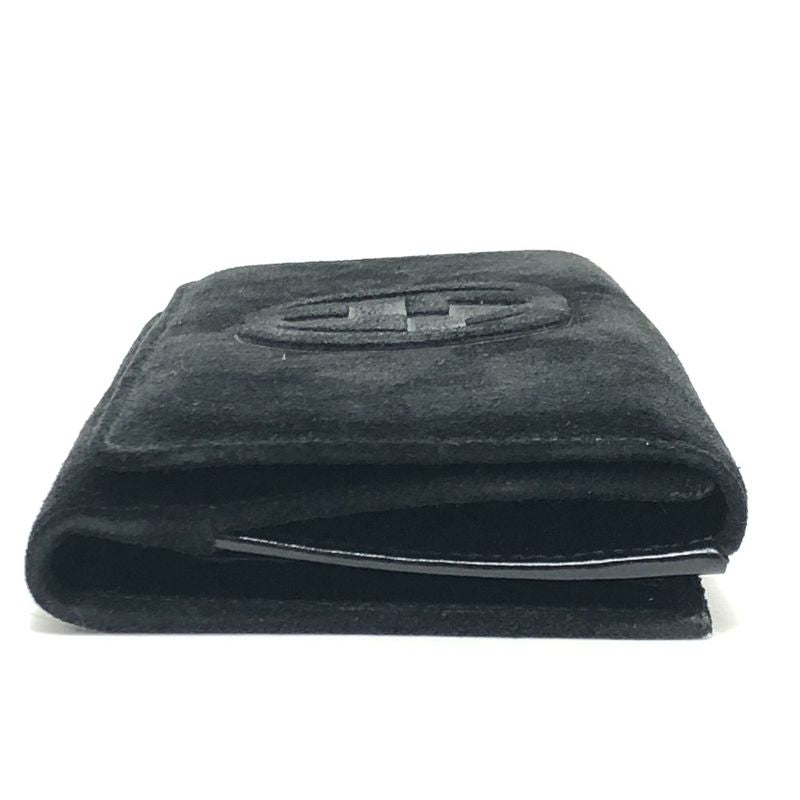 GUCCI Long Wallet Interlocking G Suede Enamel Black