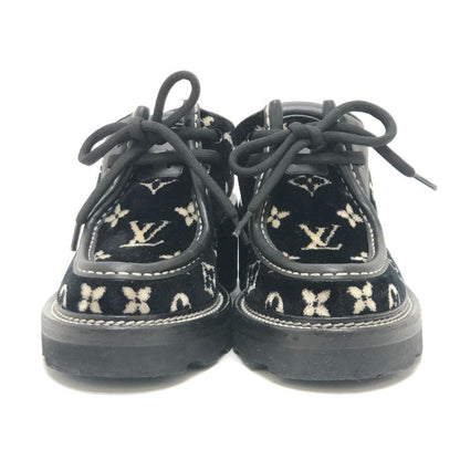 Louis Vuitton Leather Shoes LV Bob Lure Line Dabi Velor Leather Black