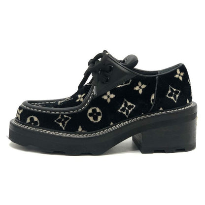 Louis Vuitton Leather Shoes LV Bob Lure Line Dabi Velor Leather Black