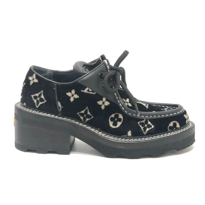 Louis Vuitton Leather Shoes LV Bob Lure Line Dabi Velor Leather Black