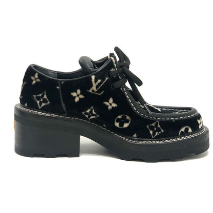 Louis Vuitton Leather Shoes LV Bob Lure Line Dabi Velor Leather Black