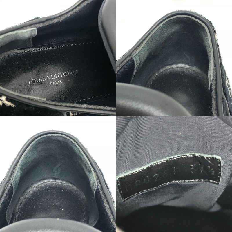 Louis Vuitton Leather Shoes LV Bob Lure Line Dabi Velor Leather Black