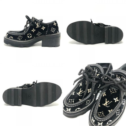 Louis Vuitton Leather Shoes LV Bob Lure Line Dabi Velor Leather Black