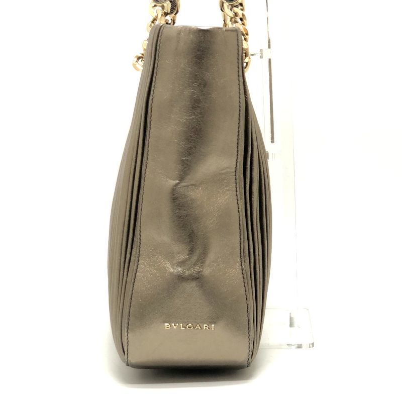 BVLGARI Tote Bag Monet Nappa Plisee Leather Gold
