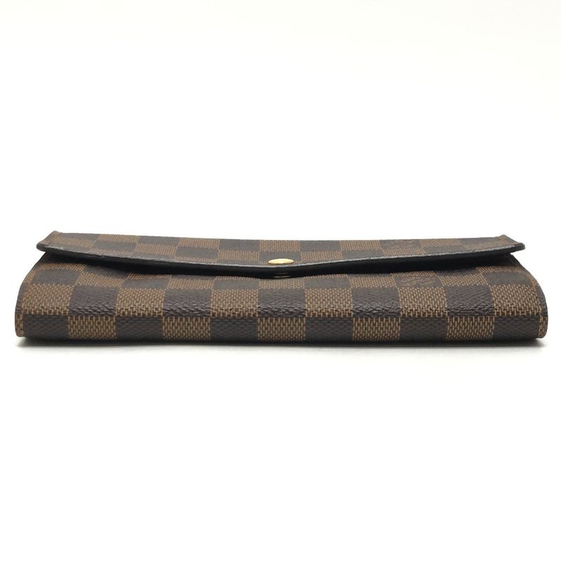 Louis Vuitton Long Wallet Portefeuille Sarah N61734 Damier Canvas Ebene Brown