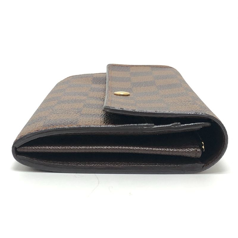 Louis Vuitton Long Wallet Portefeuille Sarah N61734 Damier Canvas Ebene Brown