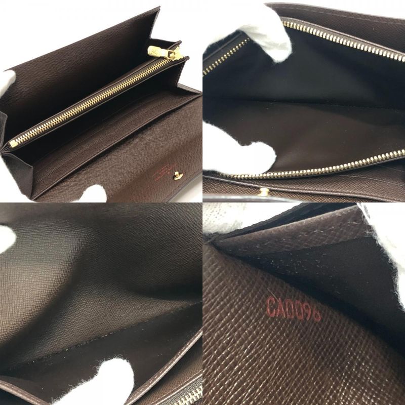 Louis Vuitton Long Wallet Portefeuille Sarah N61734 Damier Canvas Ebene Brown