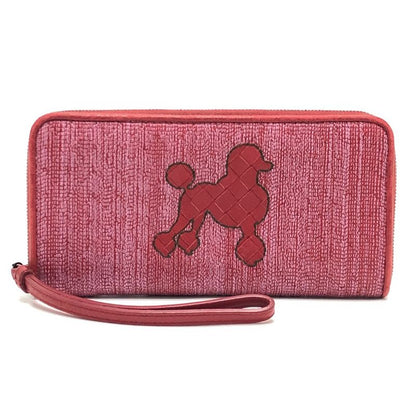 BOTTEGA VENETA Long Wallet Intrecciato Poudre Leather Canvas Red