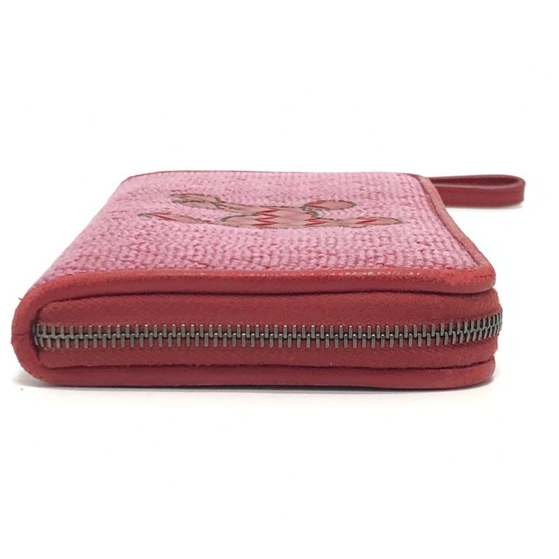 BOTTEGA VENETA Long Wallet Intrecciato Poudre Leather Canvas Red