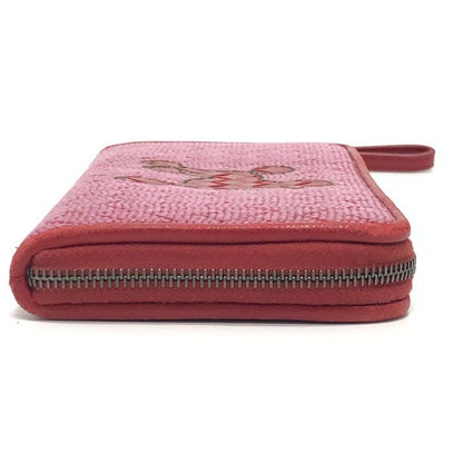 BOTTEGA VENETA Long Wallet Intrecciato Poudre Leather Canvas Red