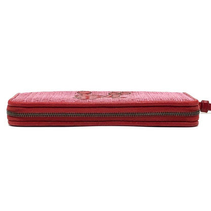 BOTTEGA VENETA Long Wallet Intrecciato Poudre Leather Canvas Red