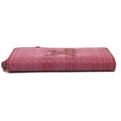 BOTTEGA VENETA Long Wallet Intrecciato Poudre Leather Canvas Red
